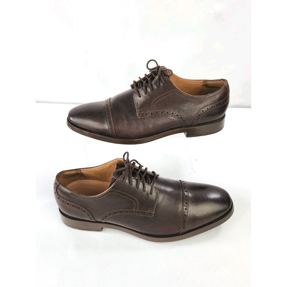 Cole Haan GRAND OS Brown Leather Oxfords Cap Toe Dress Shoes Lace Up Men's 9.5 M